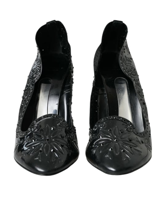 Blommiga Lackläder Pumps Högklackade Stil - Image 2