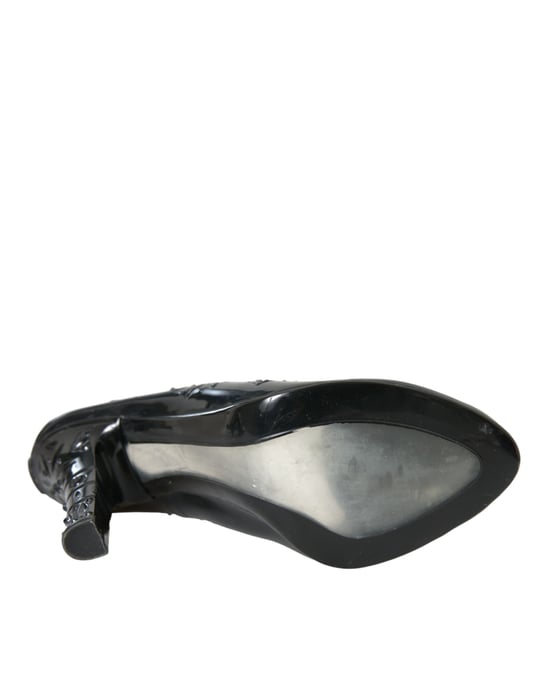Blommiga Lackläder Pumps Högklackade Stil - Image 6
