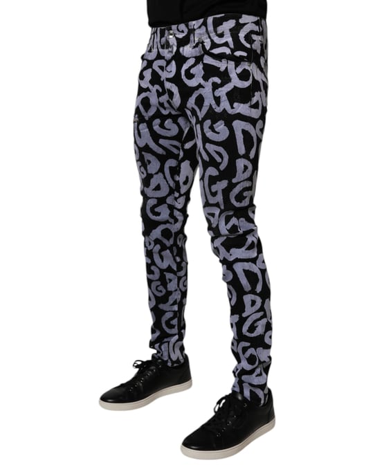 Skinny Graffiti Print Jeans - Image 3