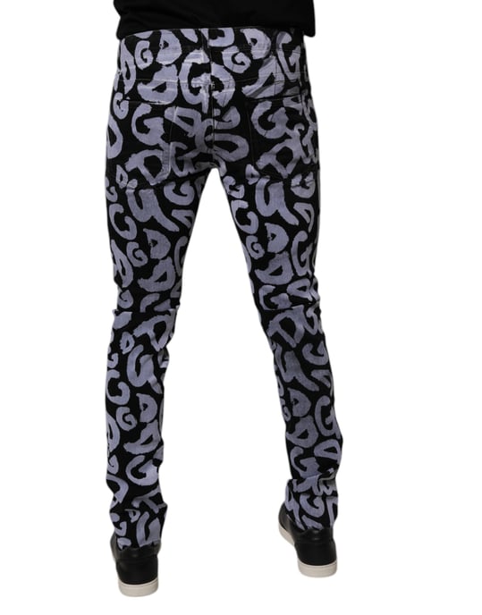 Skinny Graffiti Print Jeans - Image 4