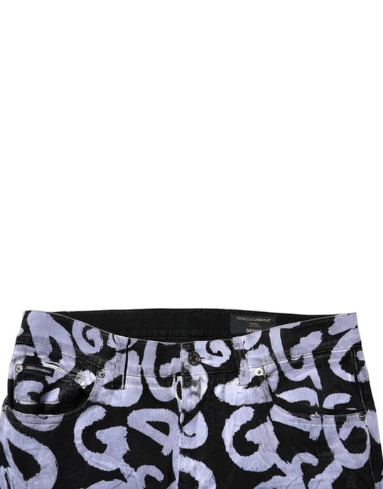 Skinny Graffiti Print Jeans - Image 5