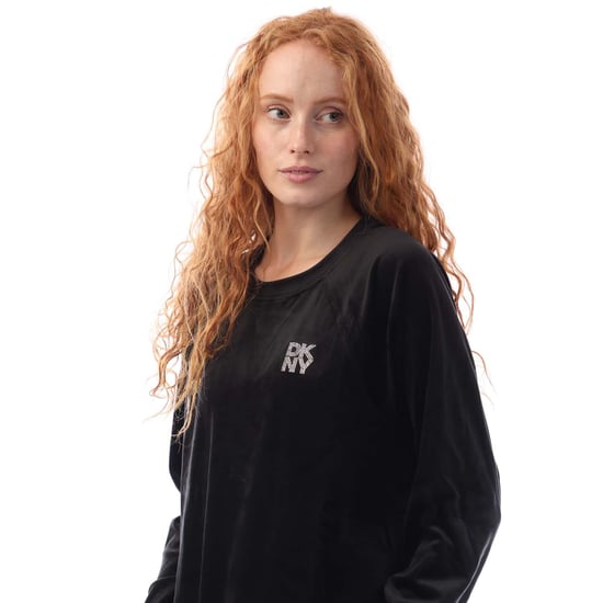 DKNY Dames/Dames Sweatshirt met Strass Velours Crew Hals (Zwart) - Image 3