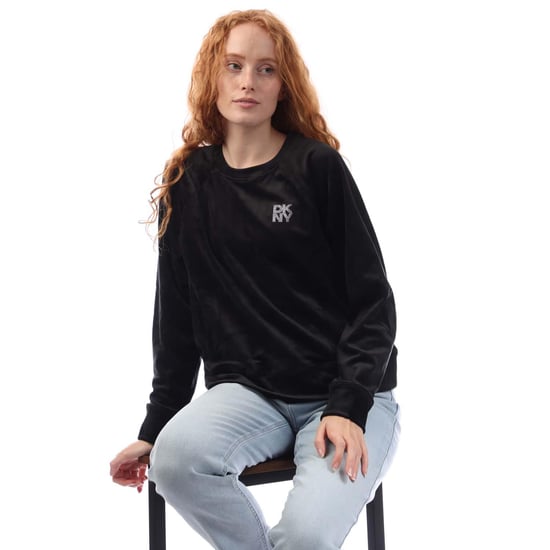 DKNY Dames/Dames Sweatshirt met Strass Velours Crew Hals (Zwart) - Image 4