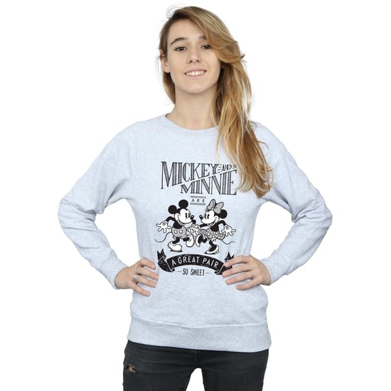 Disney Womens/Ladies Mickey And Minnie Mouse Great Pair Sweatshirt (Heather Grey) - Image 2