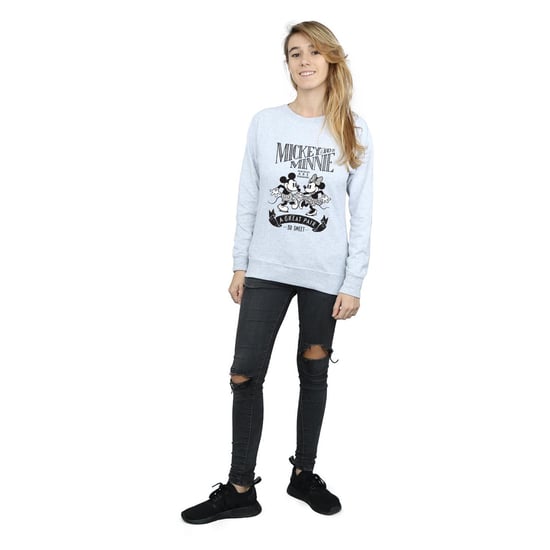 Disney Womens/Ladies Mickey And Minnie Mouse Great Pair Sweatshirt (Heather Grey) - Image 4