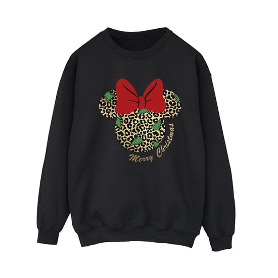 Disney Dames/Dames Minnie Mouse Luipaard Kerst Sweatshirt (Zwart) - Image 1