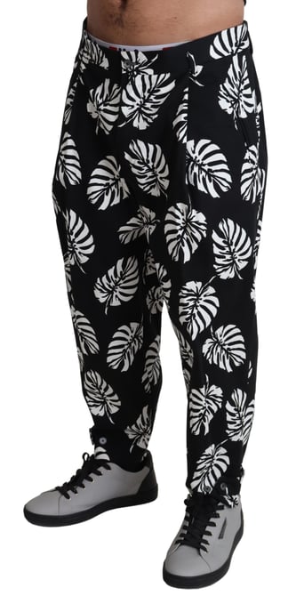 Casual Silk Pants Tropical Leaf Print - Image 2