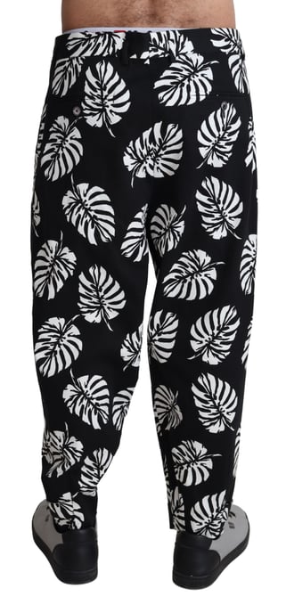 Casual Silk Pants Tropical Leaf Print - Image 3