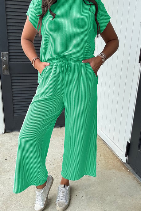 Ribbad Stickad Byxdress med Vida Ben - Image 2