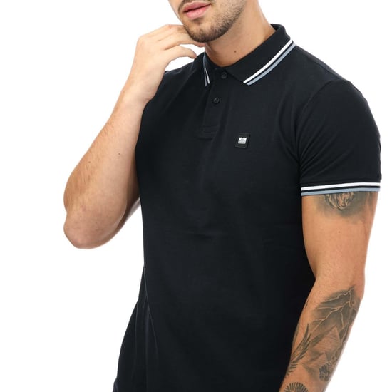 Weekend Offender Herr Vancouver Tipped Polo Shirt (Marinblått) - Image 4