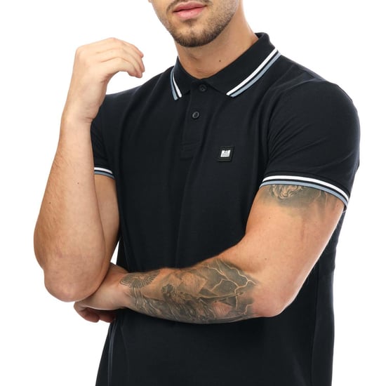 Weekend Offender Herr Vancouver Tipped Polo Shirt (Marinblått) - Image 5