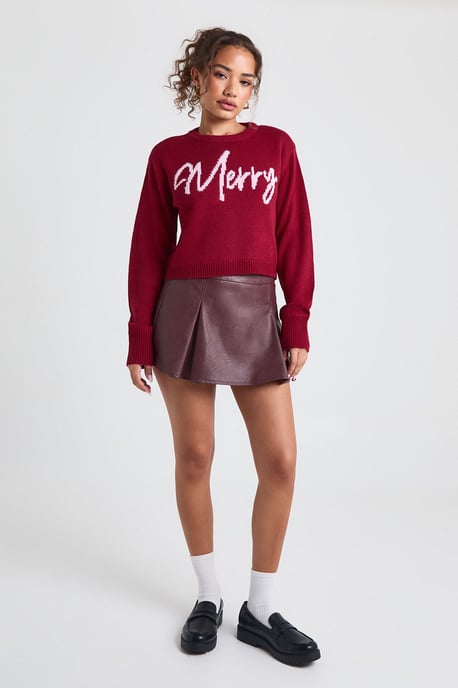 Merry Slogan Cropped Christmas Jumper - Image 3