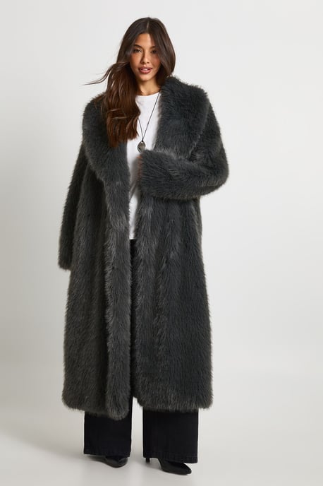 Premium Collard Fur Maxi Coat - Image 1