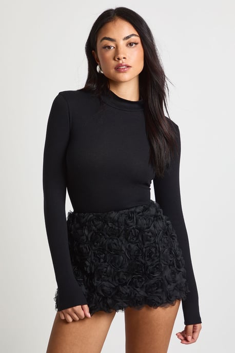 Petite Crepe Rose Mini Skirt - Image 2