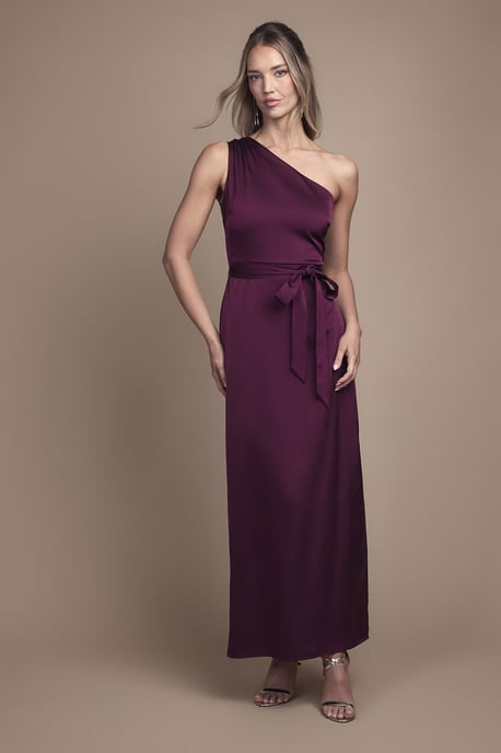 One Shoulder Satin Maxi Bridesmaid Dress - Image 1