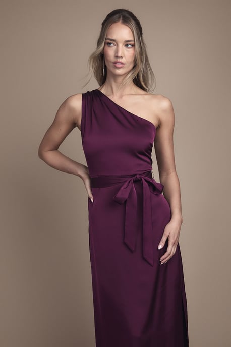 One Shoulder Satin Maxi Bridesmaid Dress - Image 2