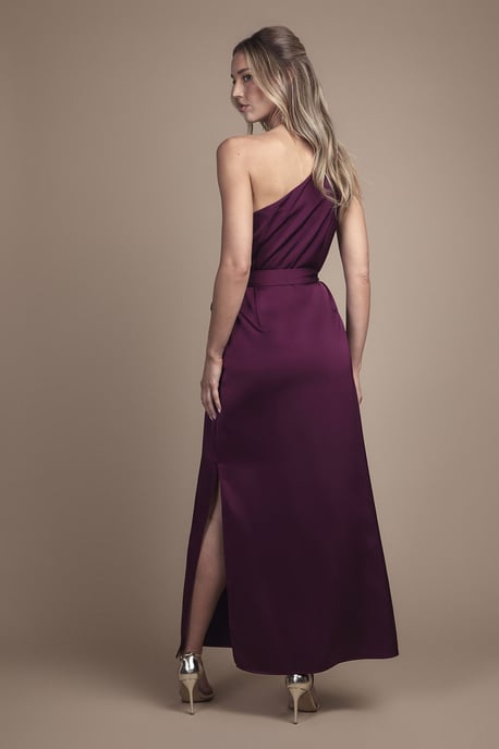 One Shoulder Satin Maxi Bridesmaid Dress - Image 3