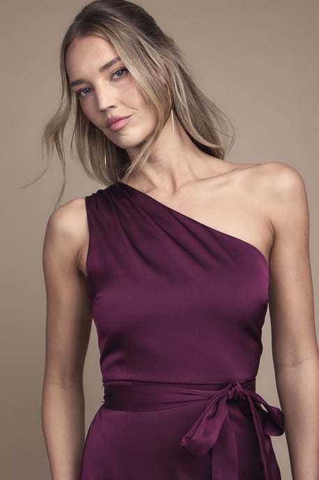 One Shoulder Satin Maxi Bridesmaid Dress - Image 4