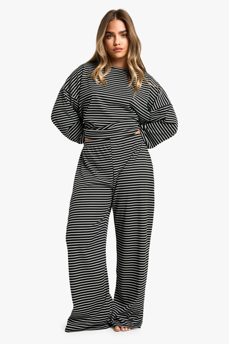 Petite Loungewear Stripe Long Sleeve Top & Trousers Pyjama Set - Image 3