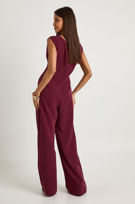 Aysmmetric Woven Wide Leg Jumpsuit - Image 2