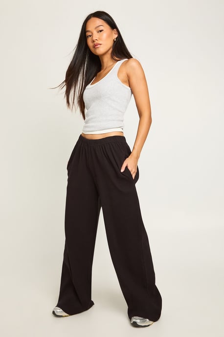 Petite Rib Wide Leg Trouser - Image 3