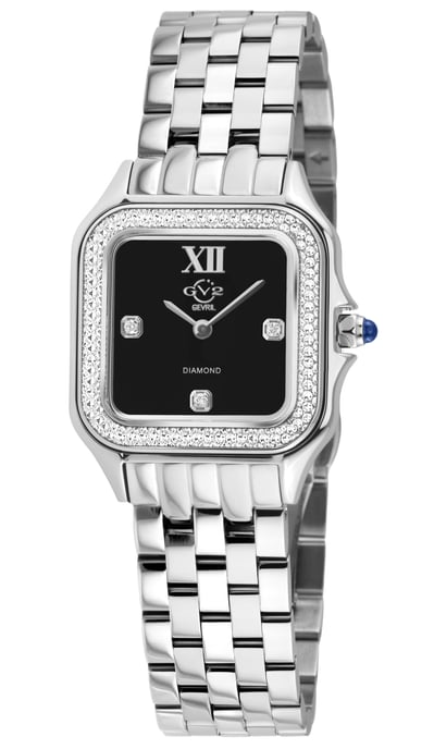 Milan Swiss Quartz Diamond Black Onyx Dial Stainless Steel Bracelet Watch - Image 1