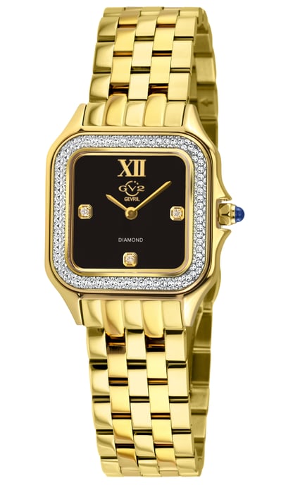 Milan Swiss Quartz Diamond Black Onyx Dial, IPYG Stainless Steel Watch - Image 1