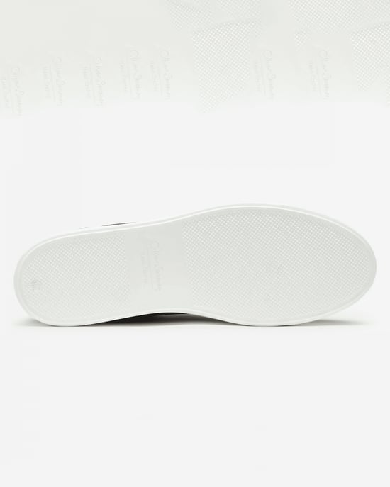 Almada Oliver Sweeney Almada Mens Perforated Leather Trainers Trainers in Dark Blue - Image 3