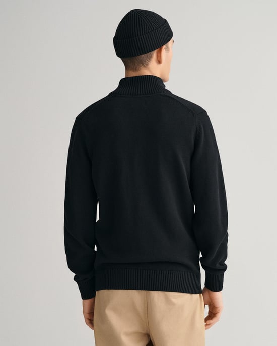 GANT Mens Casual Cotton Half Zip Jumper Jumper in Black - Image 2