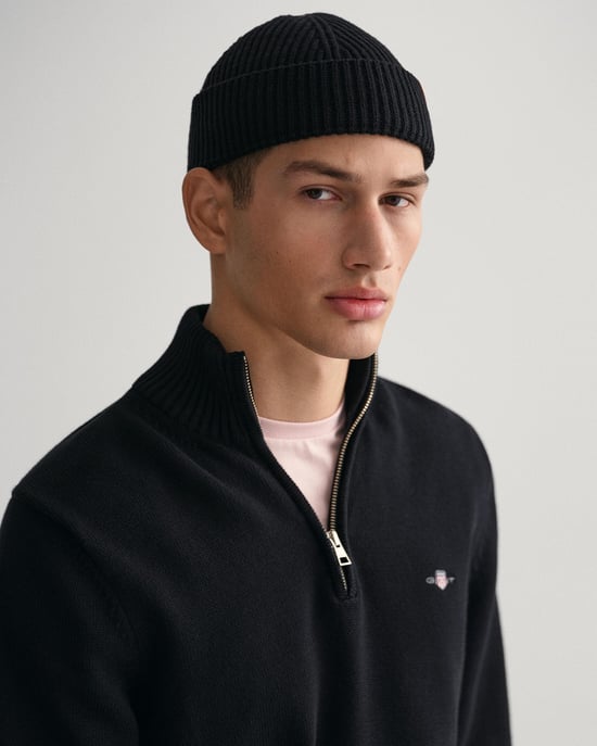 GANT Mens Casual Cotton Half Zip Jumper Jumper in Black - Image 3