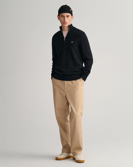 GANT Mens Casual Cotton Half Zip Jumper Jumper in Black - Image 4