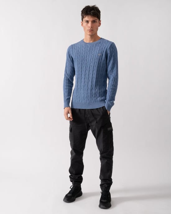 Crew Neck Jumper in Light Blue - Image 4