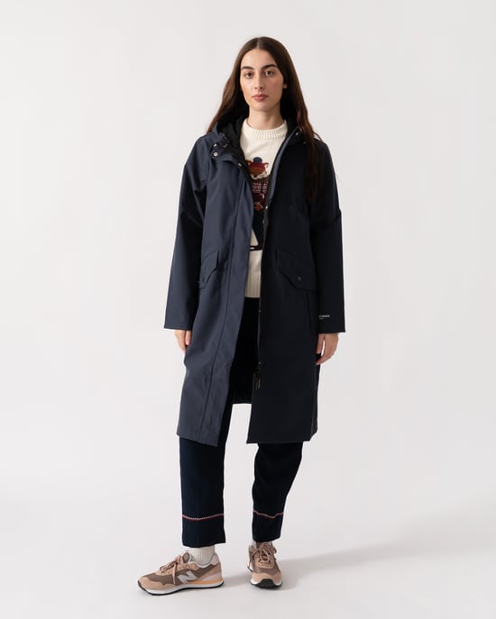 Daybreak Long Raincoat in Dark Blue - Image 1