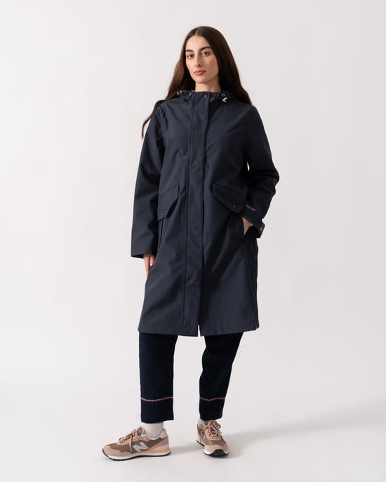 Daybreak Long Raincoat in Dark Blue - Image 3