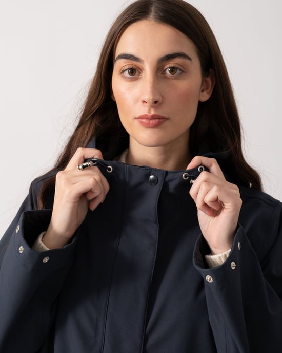 Daybreak Long Raincoat in Dark Blue - Image 4