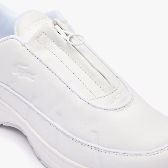 Men's Lacoste Audyssor Zip OG Leather Trainers in White - Image 6