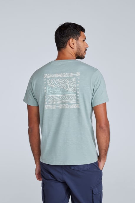 'Jacob' Men's Cotton T-Shirt Comfy Beach Summer Casual Tee Pale Green - Image 4