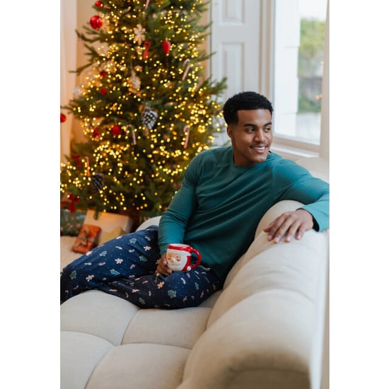 Happy Shorts Heren kerst pyjama set shirt + broek groen/donkerblauw gingerbread print - Image 2