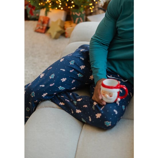 Happy Shorts Heren kerst pyjama set shirt + broek groen/donkerblauw gingerbread print - Image 3