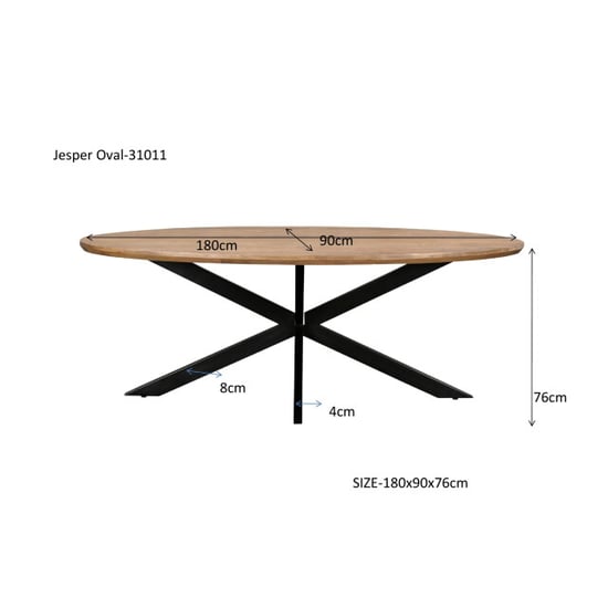 Livingfurn eetkamertafel jesper oval 180x90x76 cm mangohout - Image 4