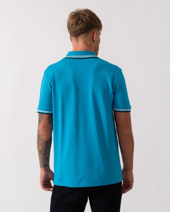 Paul Short Sleeve Polo Shirt in Marine - Image 3