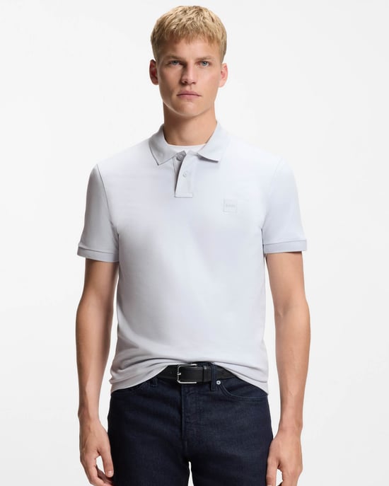 Passenger Slim-Fit Polo Shirt in Light Grey - Image 1