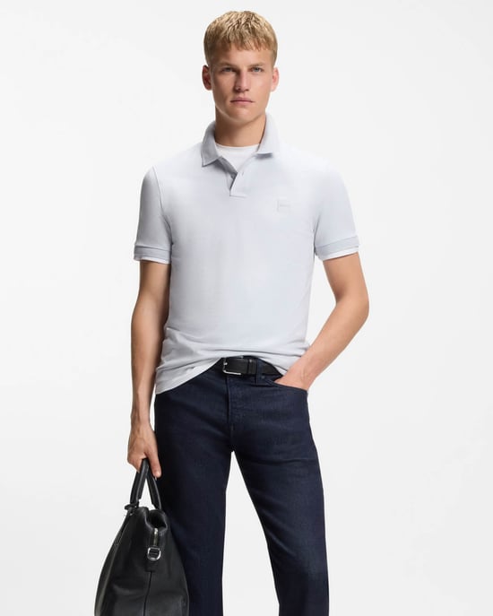 Passenger Slim-Fit Polo Shirt in Light Grey - Image 3