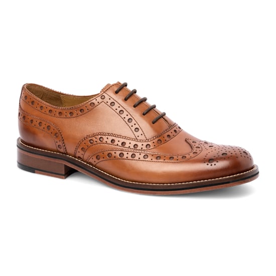 Chapman & Moore Men's Tan Brown Leather Wingtip Brogue Oxford Office Shoes - Image 3