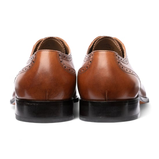 Chapman & Moore Men's Tan Brown Leather Semi-Brogue Cap-Toe Oxford Shoes - Image 5