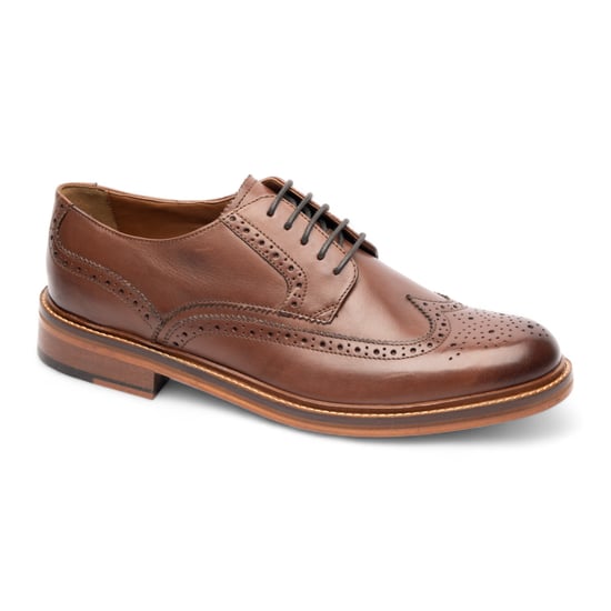 Chapman & Moore Men's Brown Leather Derby Brogue Oxford Dress Shoes - Image 3