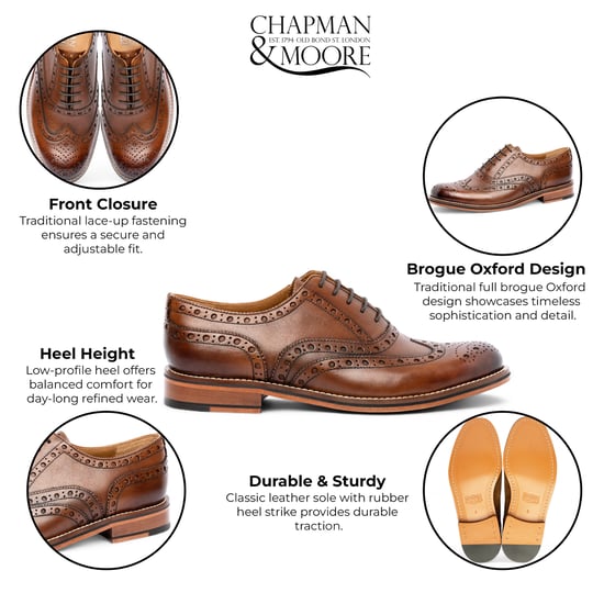 Chapman & Moore Herr Bruna Läder Wingtip Brogue Oxford Kontorsskor - Image 2