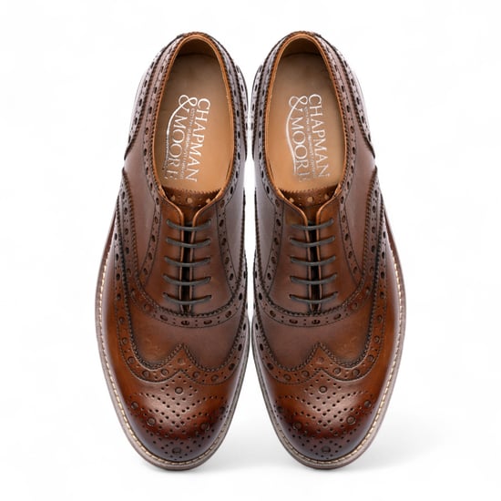 Chapman & Moore Herr Bruna Läder Wingtip Brogue Oxford Kontorsskor - Image 4