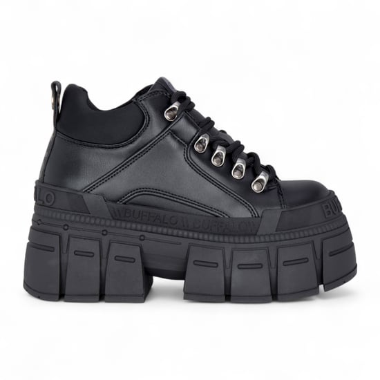 Buffalo Womens Chunky Platform Black Gothic Ankle Boots - Gospher Hike-Lo - Image 1
