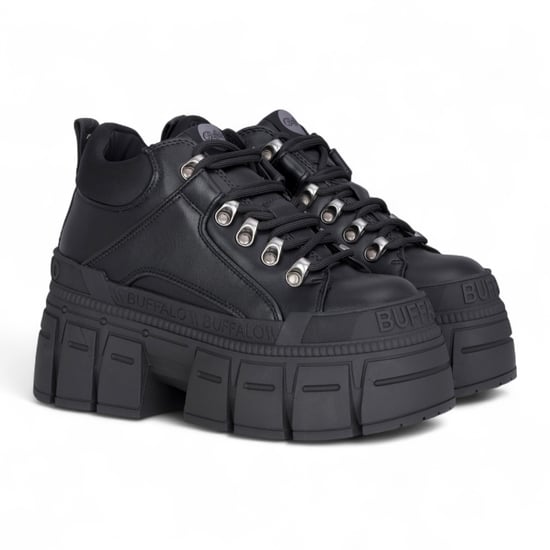 Buffalo Womens Chunky Platform Black Gothic Ankle Boots - Gospher Hike-Lo - Image 3